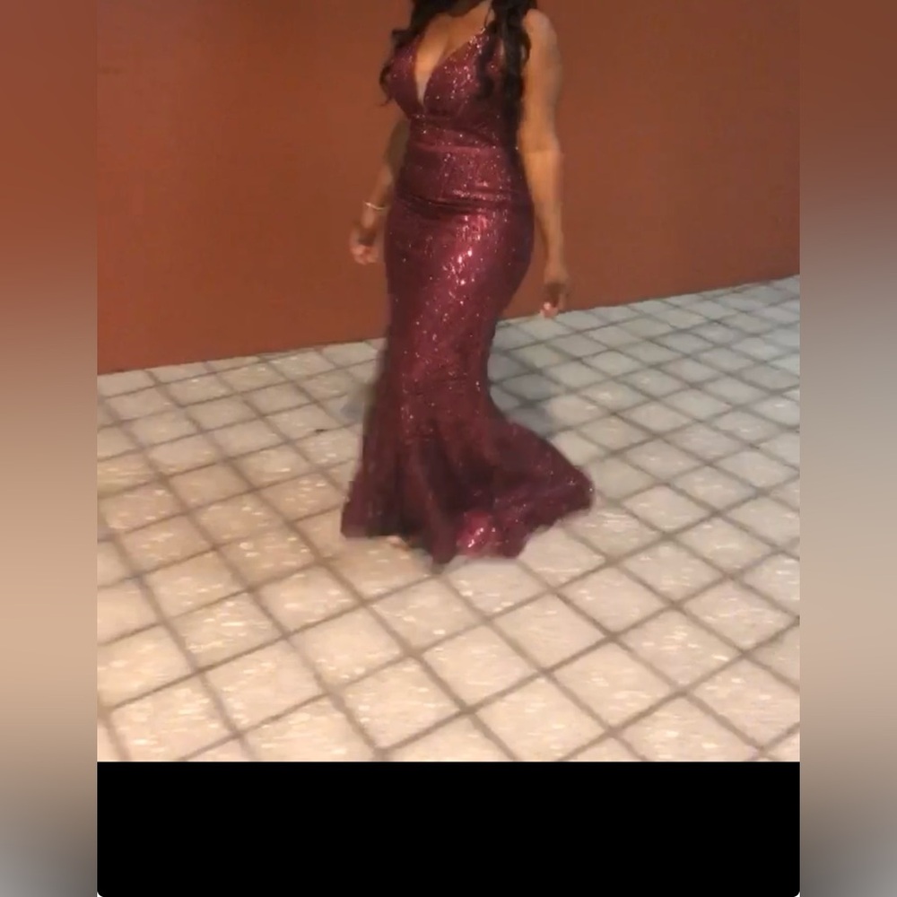 Sparkling Burgundy Sequin Gown